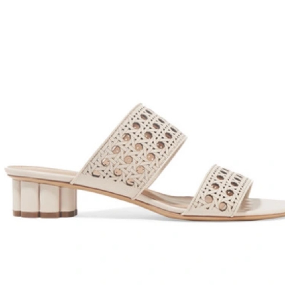 Salvatore Ferragamo Belluno Laser Cut Cream Slides